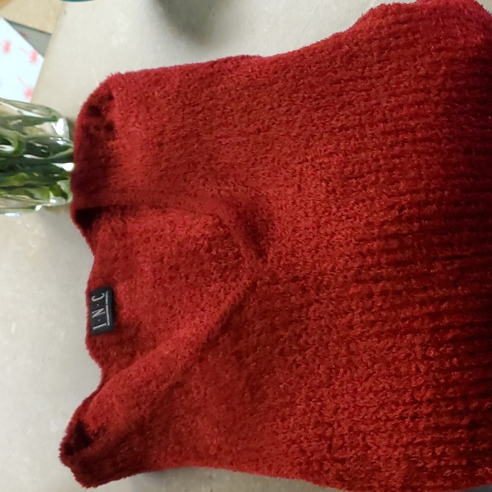 Deep red INC Bell Sleeve Chenille Sweater. size Medium